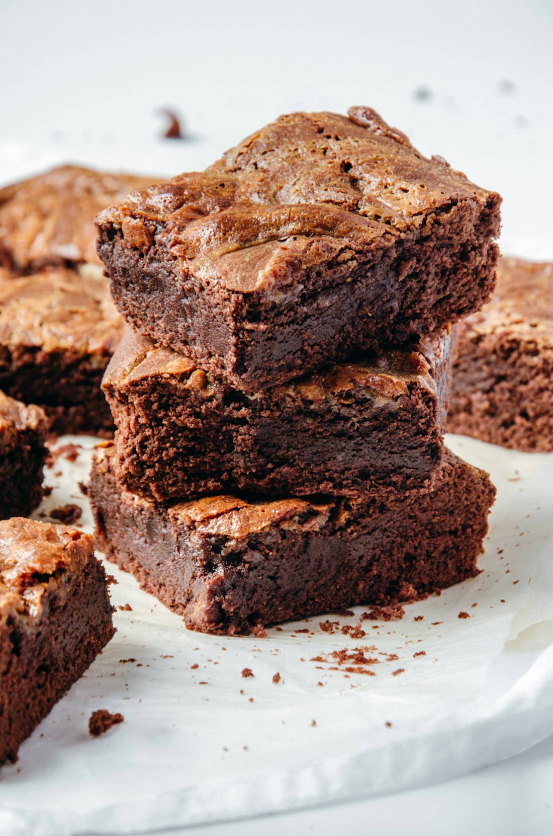 Stack of fudgy signature brownies